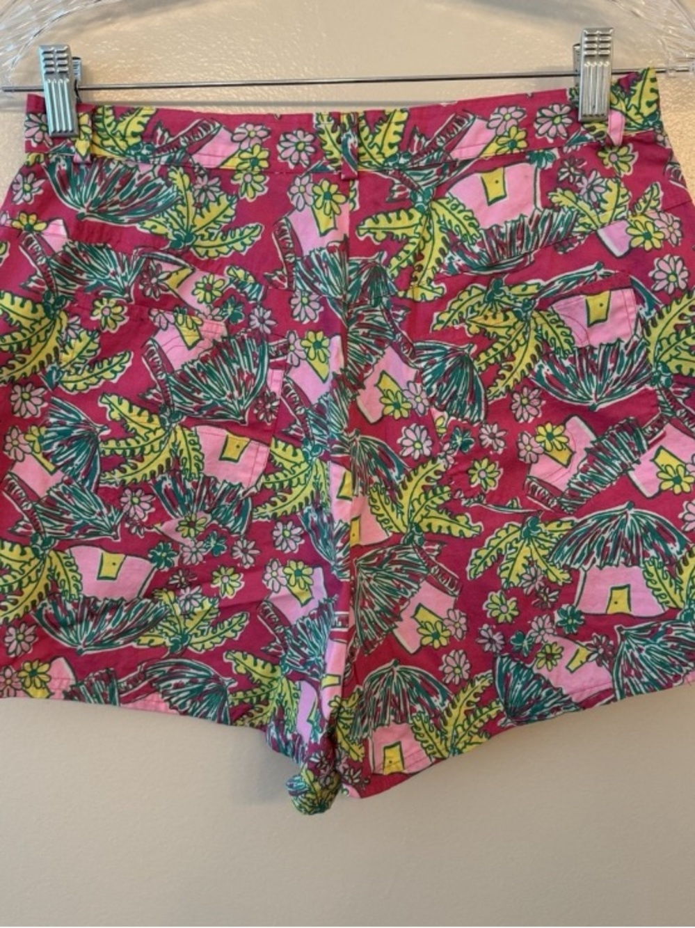 aerie High Waist Pink Tropical Print Shorts